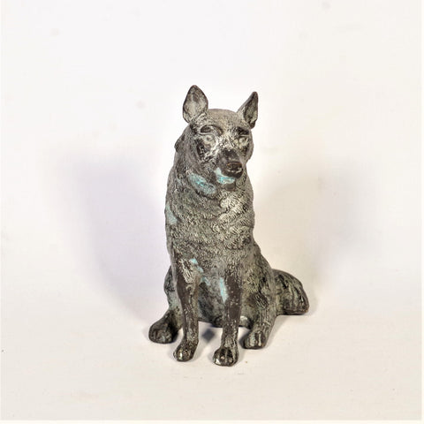 Happy Metal German Shepherd Dog Statue