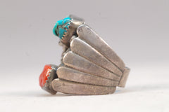 Native American Turquoise and Coral Ring