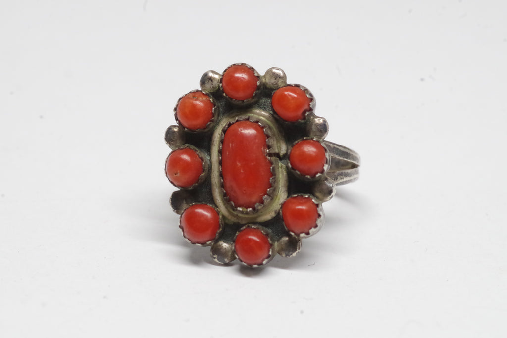 Stunning Red Coral & Silver Ring