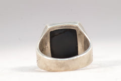 Silver and Gold Onyx Conquistador Portrait Ring