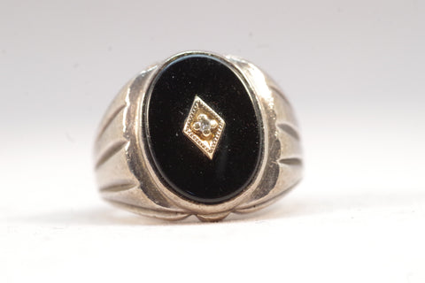 Silver and Gold Onyx Ring