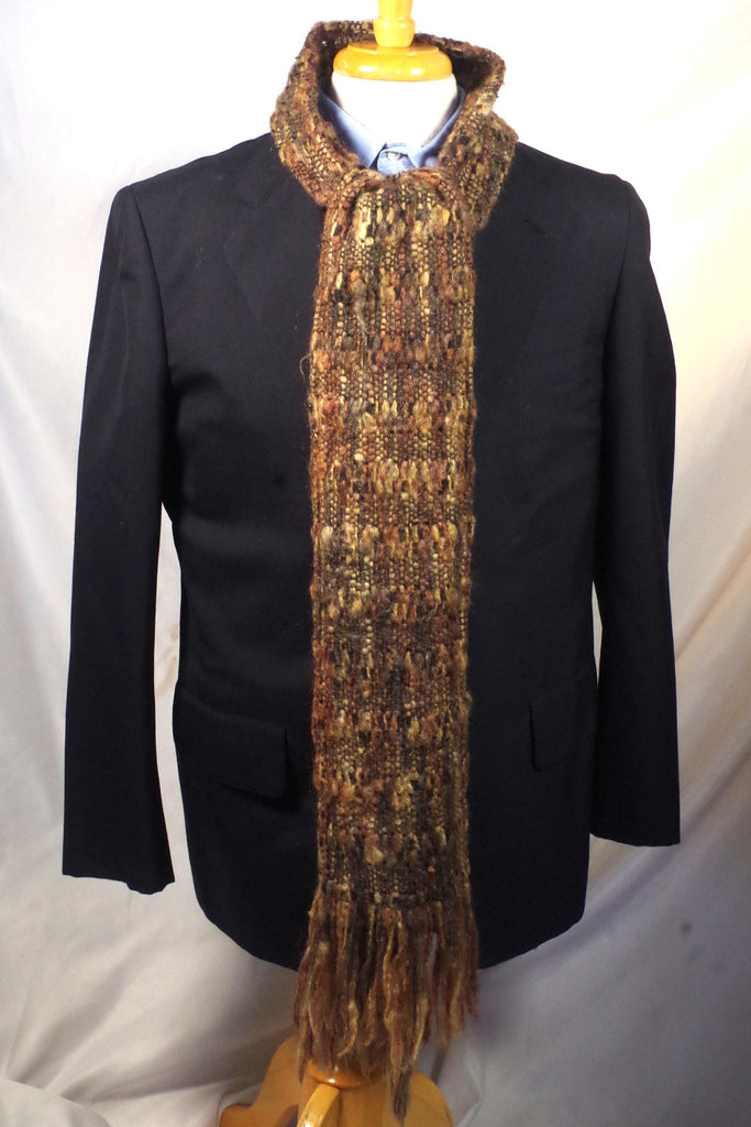 Incredible Long Brown Handwoven Mohair Scarf