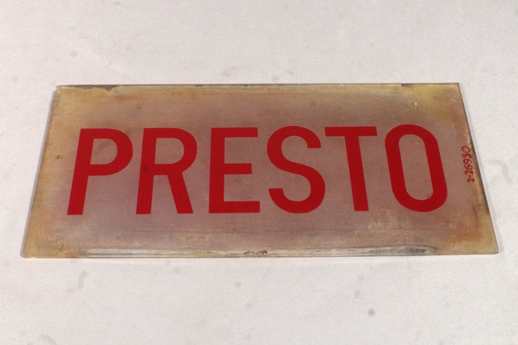 Vintage Glass "Presto" Sign