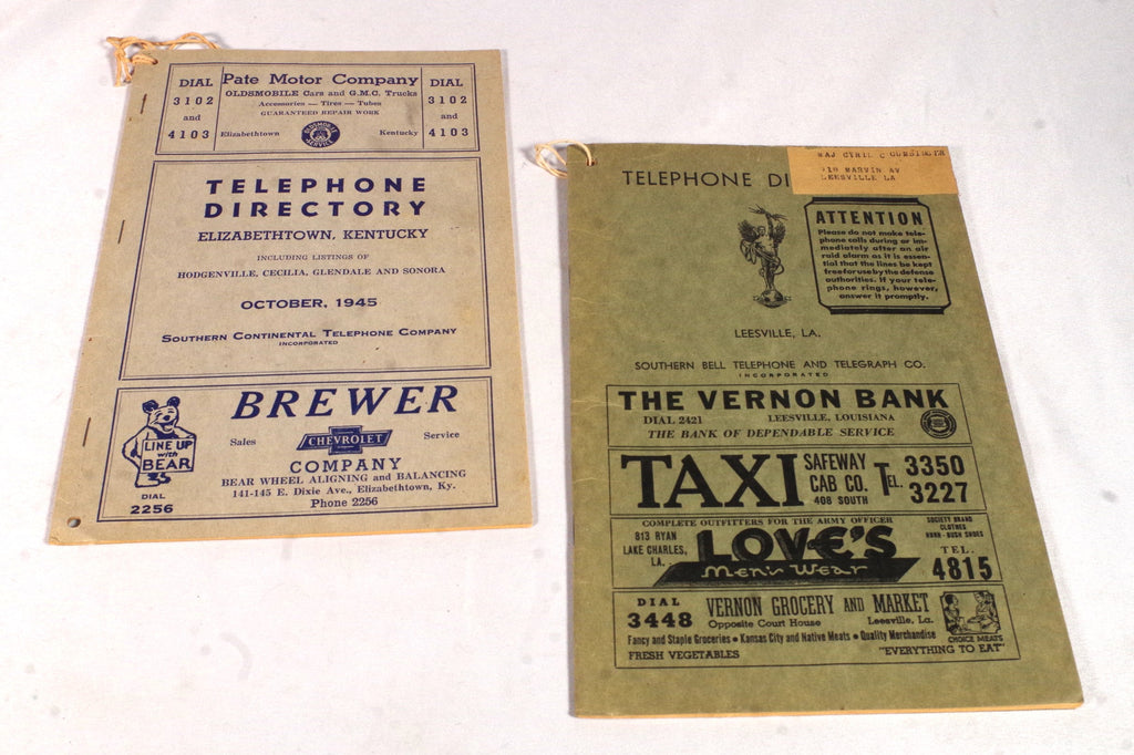Snazzy 1945 Telephone Directories