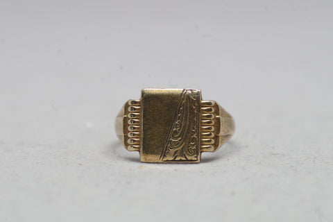 Gold on Silver Square Ring
