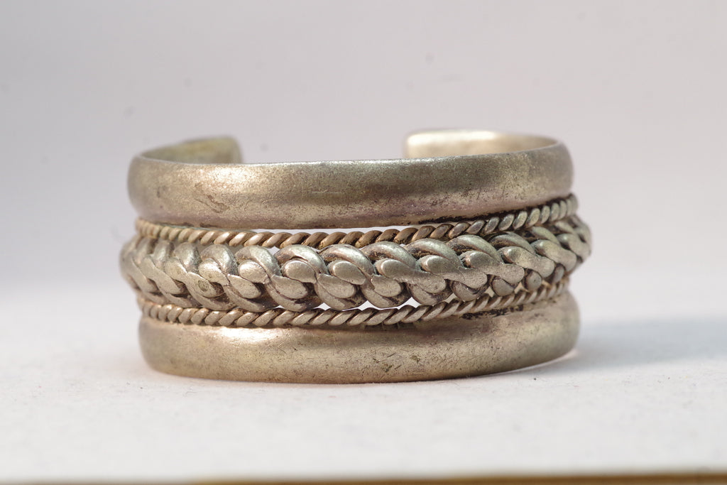 Heavy Duty Braided Silver Cuff Bracelet