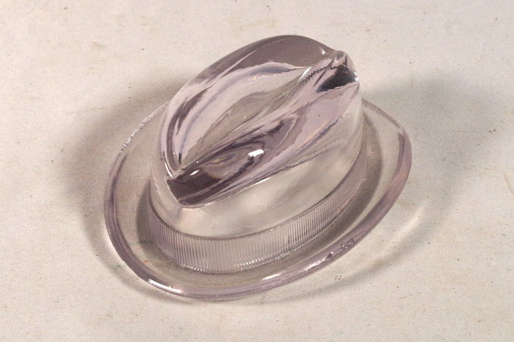 Transparent Glass Homburg Hat Paper Weight