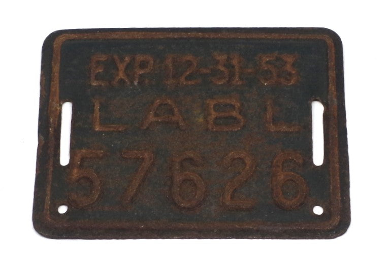 1953 Los Angeles Bicycle License Plate