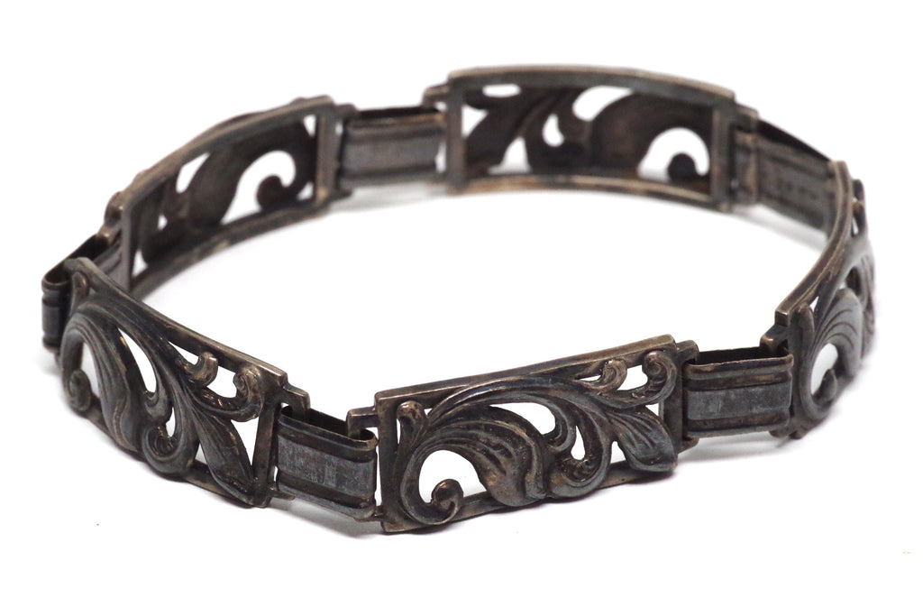 Swirly Art Nouveau Silver Clasp Bracelet
