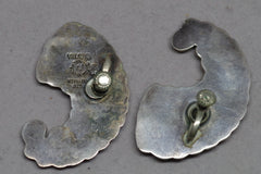 Feathered Villasana Taxco Sterling Silver Screwback Earrings