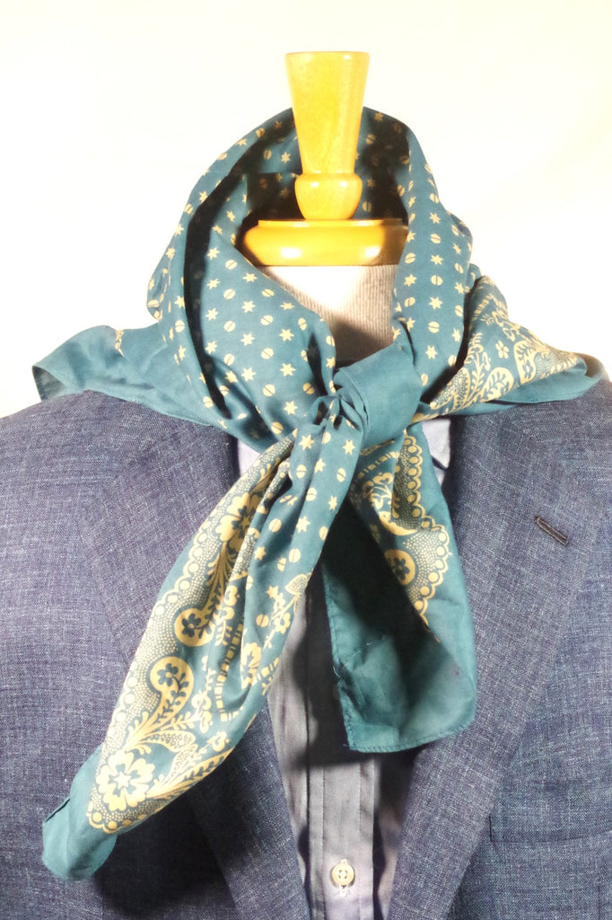 Lovely Indian Blue Cotton Scarf NOS