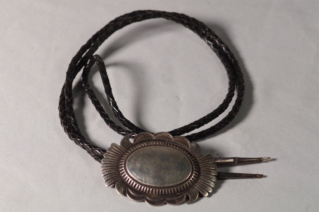 Bold Native American Sterling Silver Bolo Tie