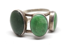 Gorgeous Triple-Stone Malachite and Silver Ring