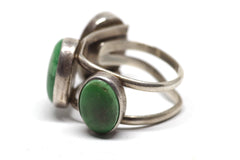Gorgeous Triple-Stone Malachite and Silver Ring