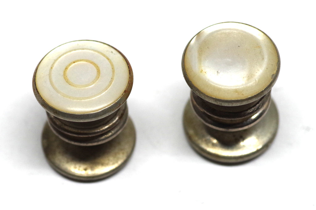 Two-Sided Round Mother of Pearl Snap Cufflinks