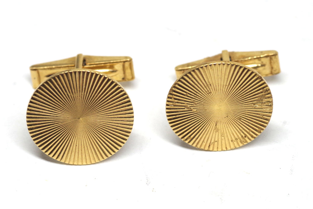 Bold 14kt Round Sunburst Gold Cufflinks