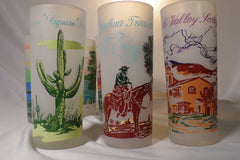 Beautiful Set of Frosted Southern California Souvenir Glasses