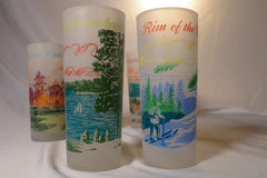 Beautiful Set of Frosted Southern California Souvenir Glasses