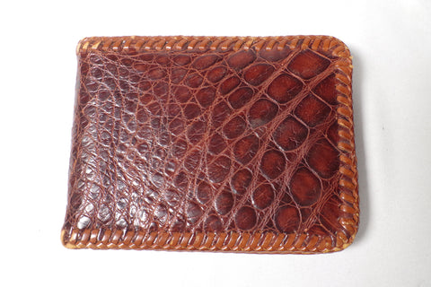 Mahogany Brown Scaled Bifold Leather Wallet