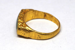 Incredible Flattened 23kt Gold and Jade Ring