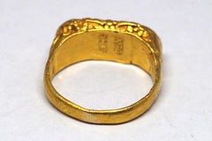 Incredible Flattened 23kt Gold and Jade Ring