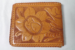 Tooled Tulips Leather Billfold Wallet