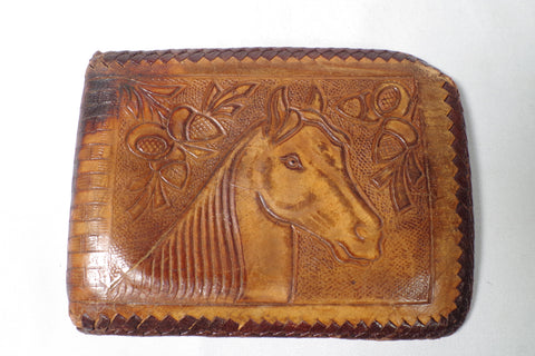 Mexican Vintage Tooled Horse Bifold Wallet