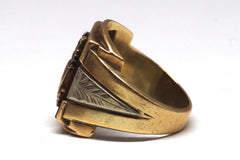 14kt Gold, Silver, and Enamel Beta Theta Pi Crest Ring