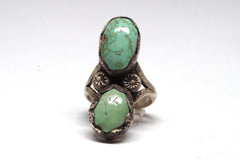 Elegant Native American Dual Turquoise and Silver Ring