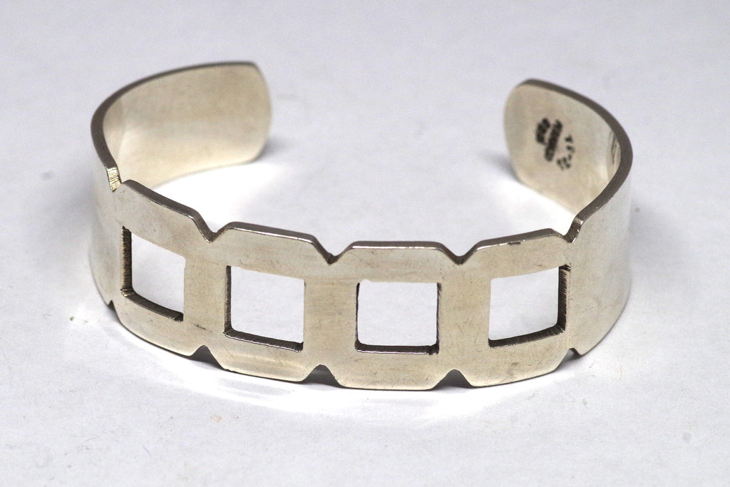 Smooth Taxco Sterling Silver Squared Cuff Bracelet