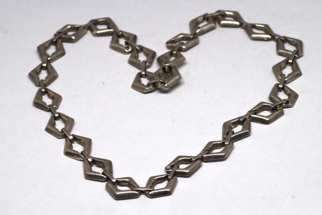 Bold Taxco Geometric Sterling Silver Necklace