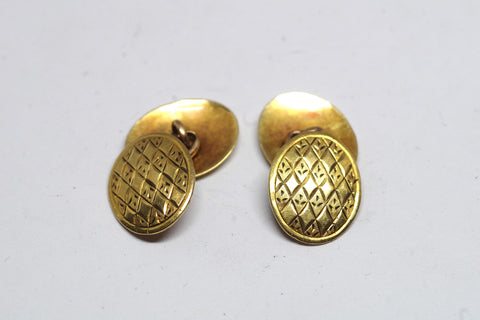 Gorgeous Gold Plated Etched Oval Cufflinks