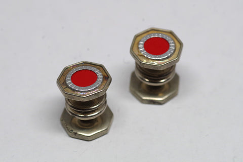 Gorgeous 1920s Red Enamel and Mother of Pearl Snap Cufflinks