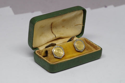 14kt Gold and Silver Two-Tone Hexagonal Cufflinks