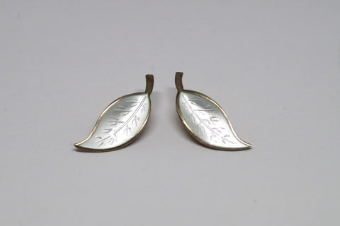 Lovely Sterling Silver and Enamel Leaf Earrings