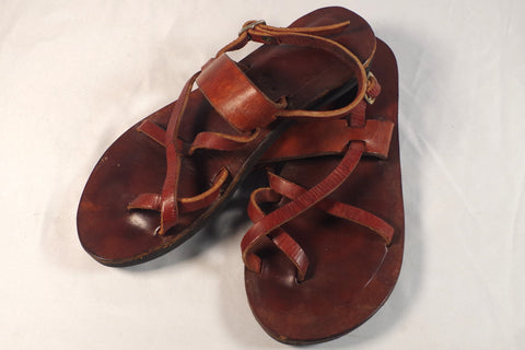 Gorgeous Mahogany Leather Fisherman's Sandals - Size 11