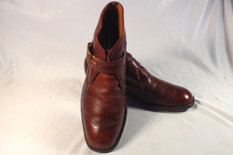 Vintage Monk Strap Plain Toe Leather Chukka Boots - Size 12D