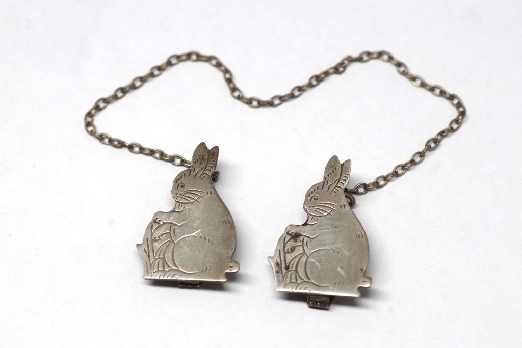 Delightful Sterling Silver Rabbit Sweater Clips