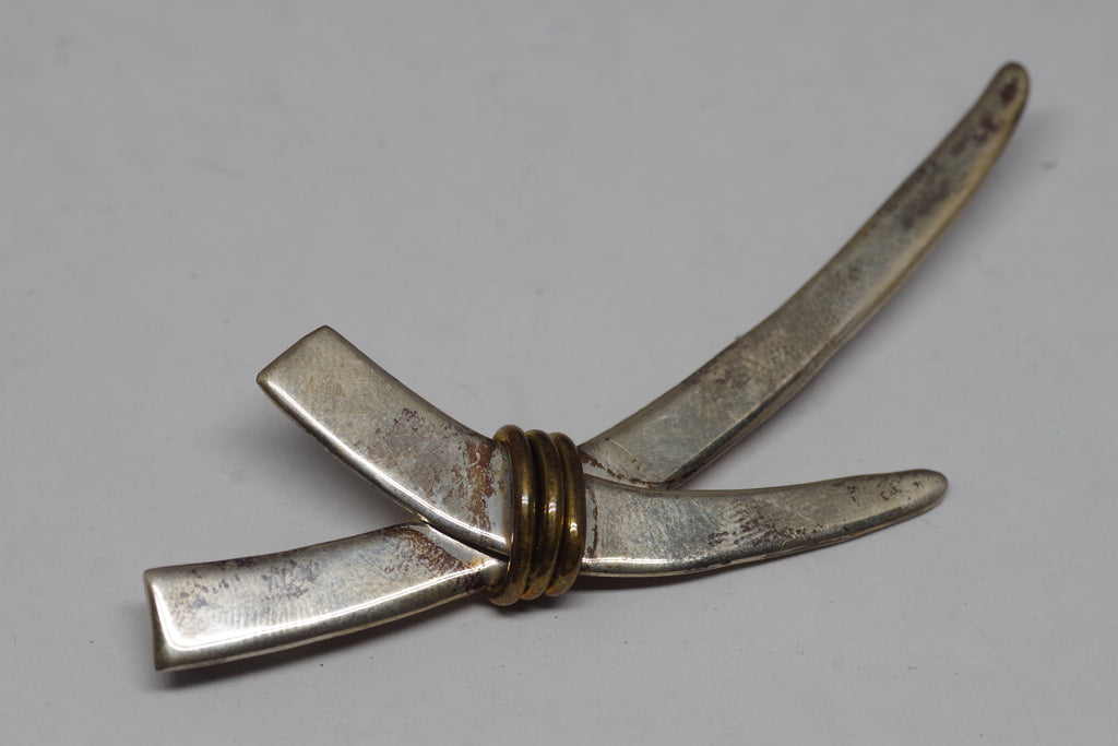 Taxco Modernist Mexican Sterling Silver Tusk Pin