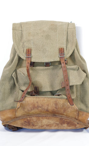 canvas leather vintage backpack Vintage Green Canvas and Leather Backpack – Put This On