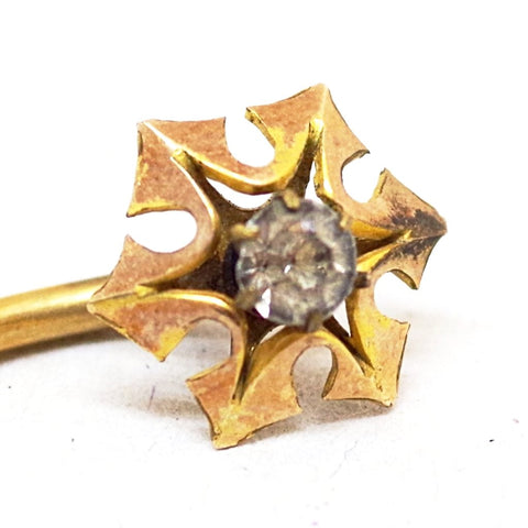 18k Six Pointed Diamond-Set Stick Pin