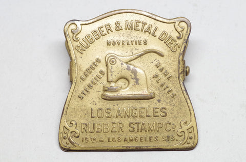 Vintage Los Angeles Rubber Stamp Co Brass Desk Clip