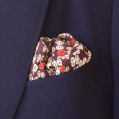 Creamy Brown, White, and Orange Rayon Pocket Square by Put This On