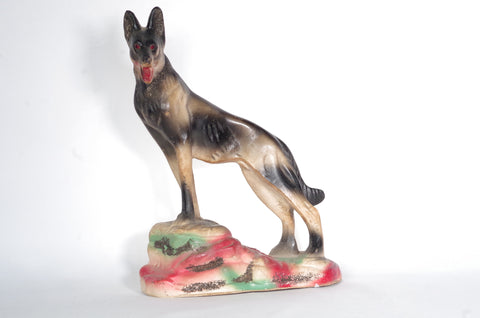 Grand German Shepherd Dog Chalkware Statue