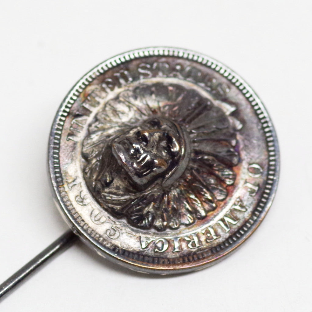 Native American Coin Portrait Stick Pin
