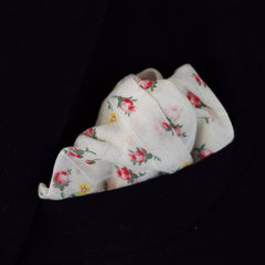 Airy White Floral Cotton Pocket Square by Put This On