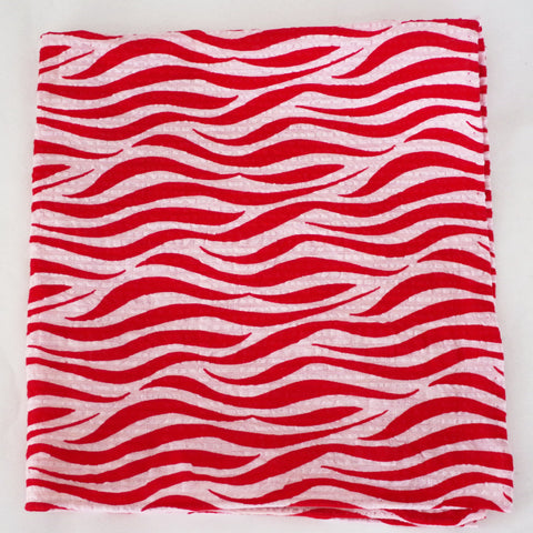 Wavy Red and White Seersucker Cotton Pocket Square by Put This On