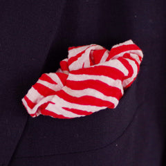 Wavy Red and White Seersucker Cotton Pocket Square by Put This On