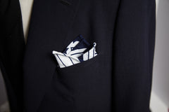 Terrific Navy and White Geometric Cotton Pocket Square by Put This On