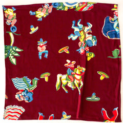 Maroon Cowboy Fiesta Rayon Pocket Square by Put This On